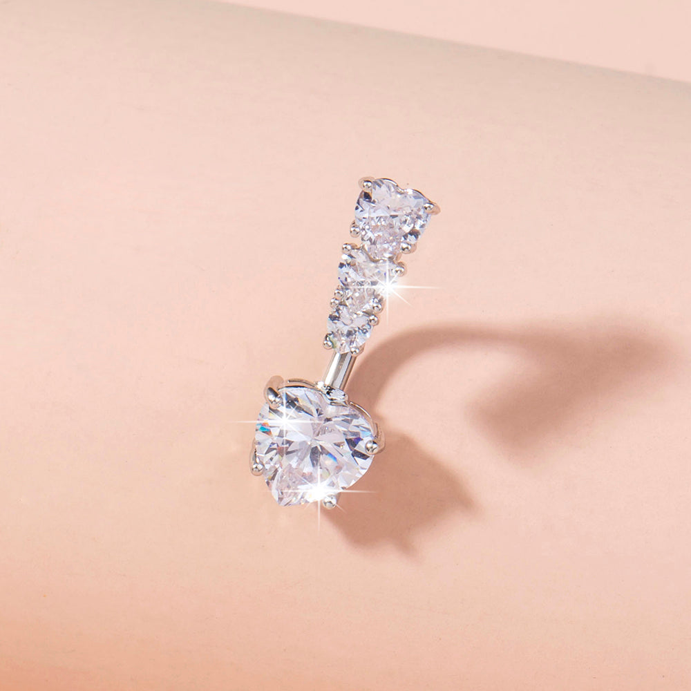 Stainless Steel Heart-to-Heart Navel Ring