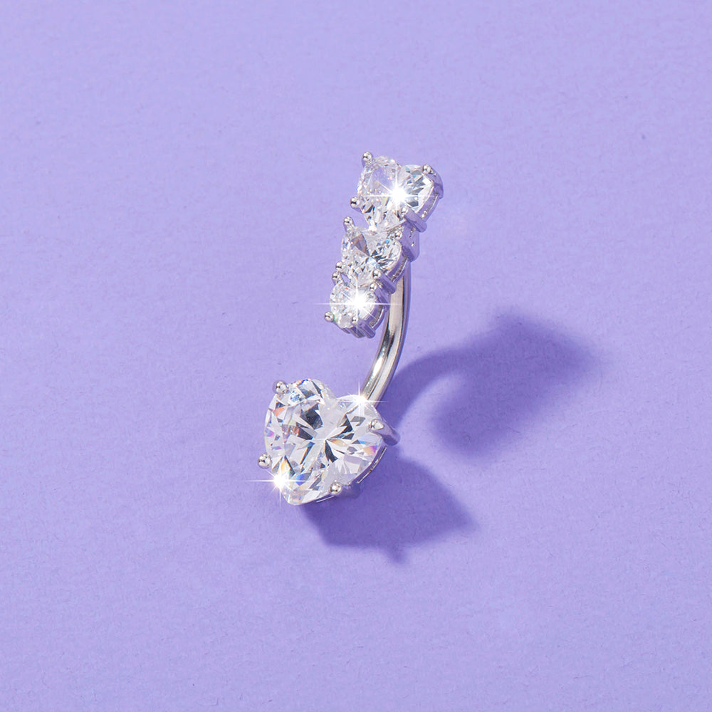 Stainless Steel Heart-to-Heart Navel Ring