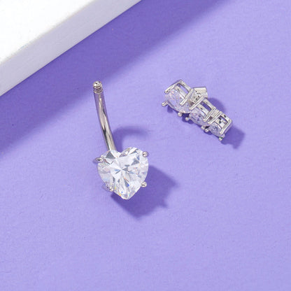 Stainless Steel Heart-to-Heart Navel Ring