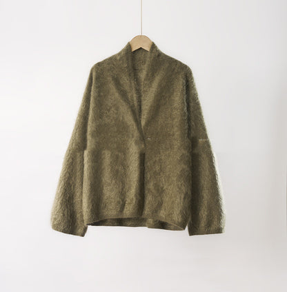 Long Sleeve Brushed Cashmere Shawl Collar Cardigan