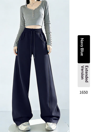 Womens High-waisted Draped Loose-fitting Wide-leg Pants