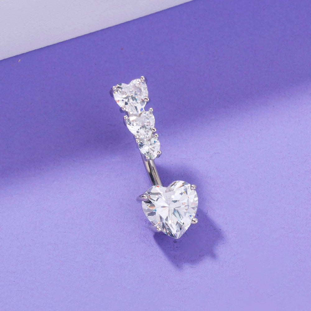Stainless Steel Heart-to-Heart Navel Ring