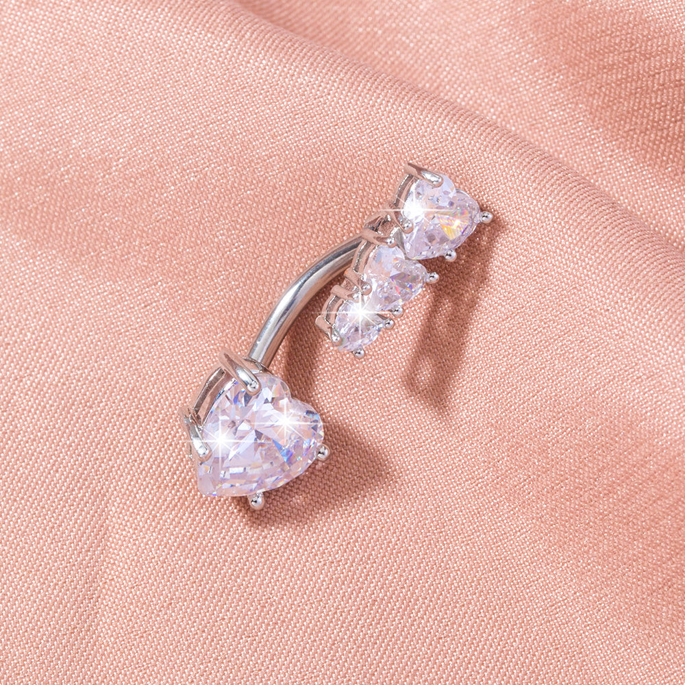 Stainless Steel Heart-to-Heart Navel Ring
