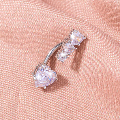 Stainless Steel Heart-to-Heart Navel Ring